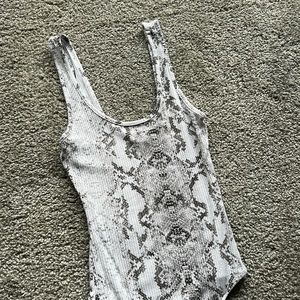 Black and White Snakeskin Cotton Bodysuit Size Small